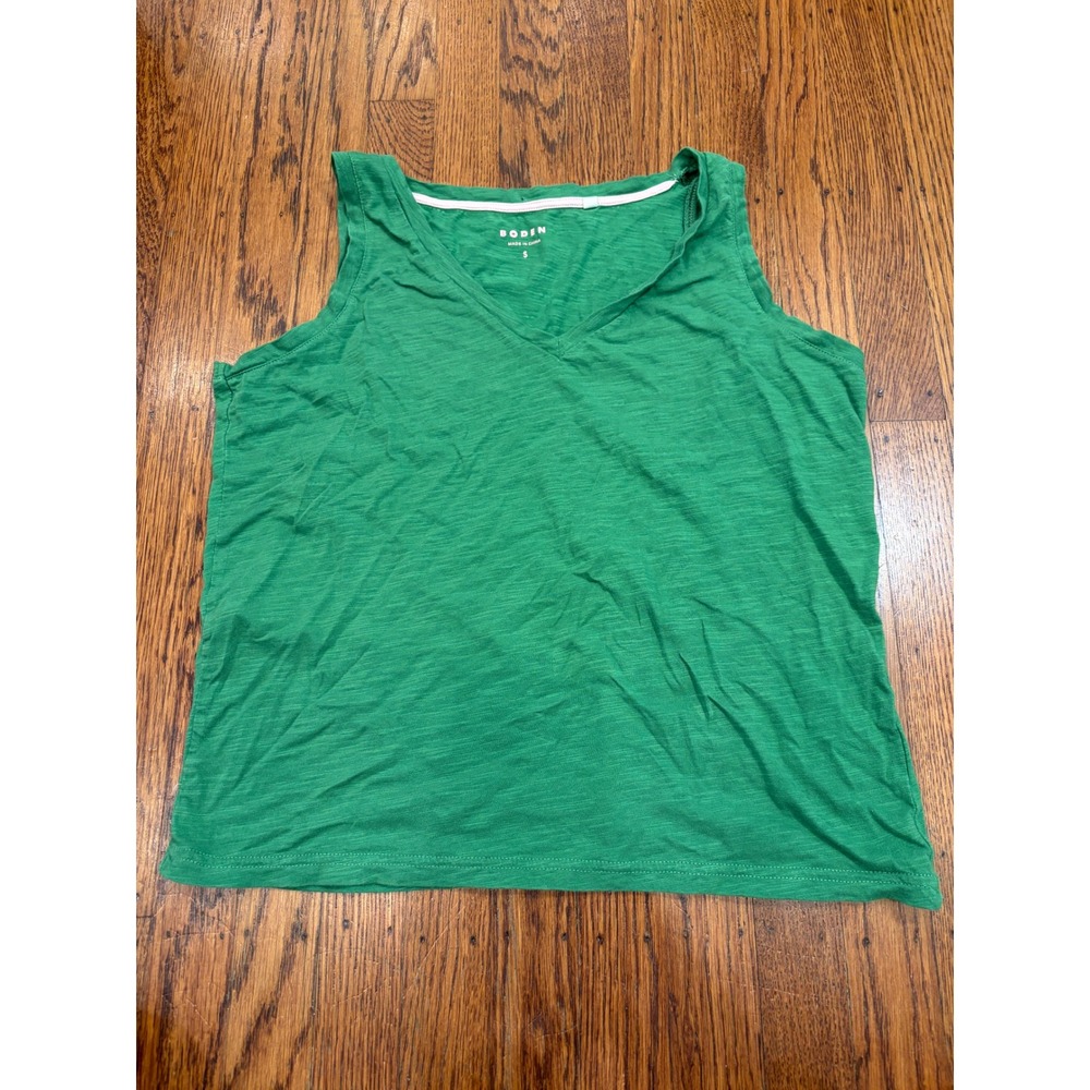 Boden Green Cotton Slub V-Neck Tank Top Sleeveless Tee T1825 Small